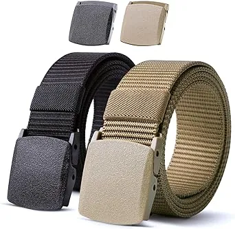 JASGOOD Nylon Military Tactical Men Belt 2 Pack Webbing Canvas Outdoor Web Belt with Plastic Buckle Gift for Men