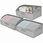 GRANNY SAYS Storage Bins for Closet, Trapezoid Storage Bins with Handles, Closet, Decorative Storage Boxes for Organizing Sheets Sweaters Hats, Gray/White, 3-Pack