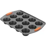 Rachael Ray Yum -o Nonstick Bakeware 12-Cup Muffin Tin With Grips / Nonstick 12-Cup Cupcake Tin With Grips - 12 Cup, Gray