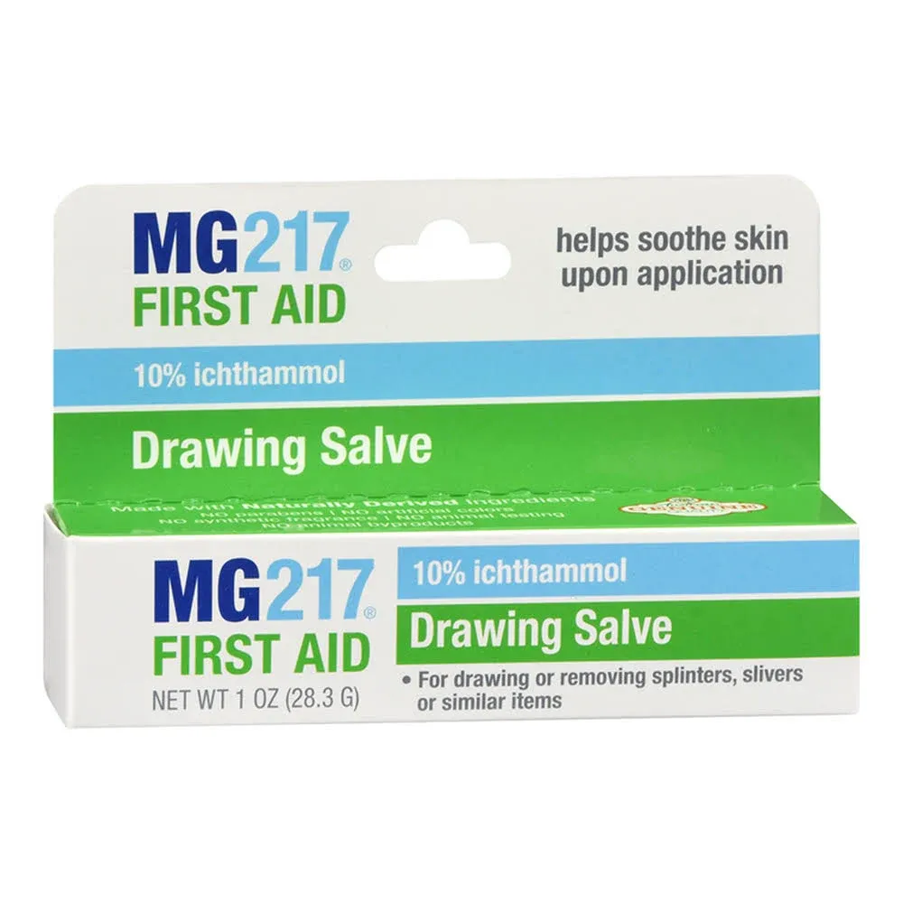 MG217 10% Ichthammol Drawing Salve, Remove splinters, slivers, stingers, Thorns and Treat Minor Skin irritations - Made in The USA - 1 oz Tube