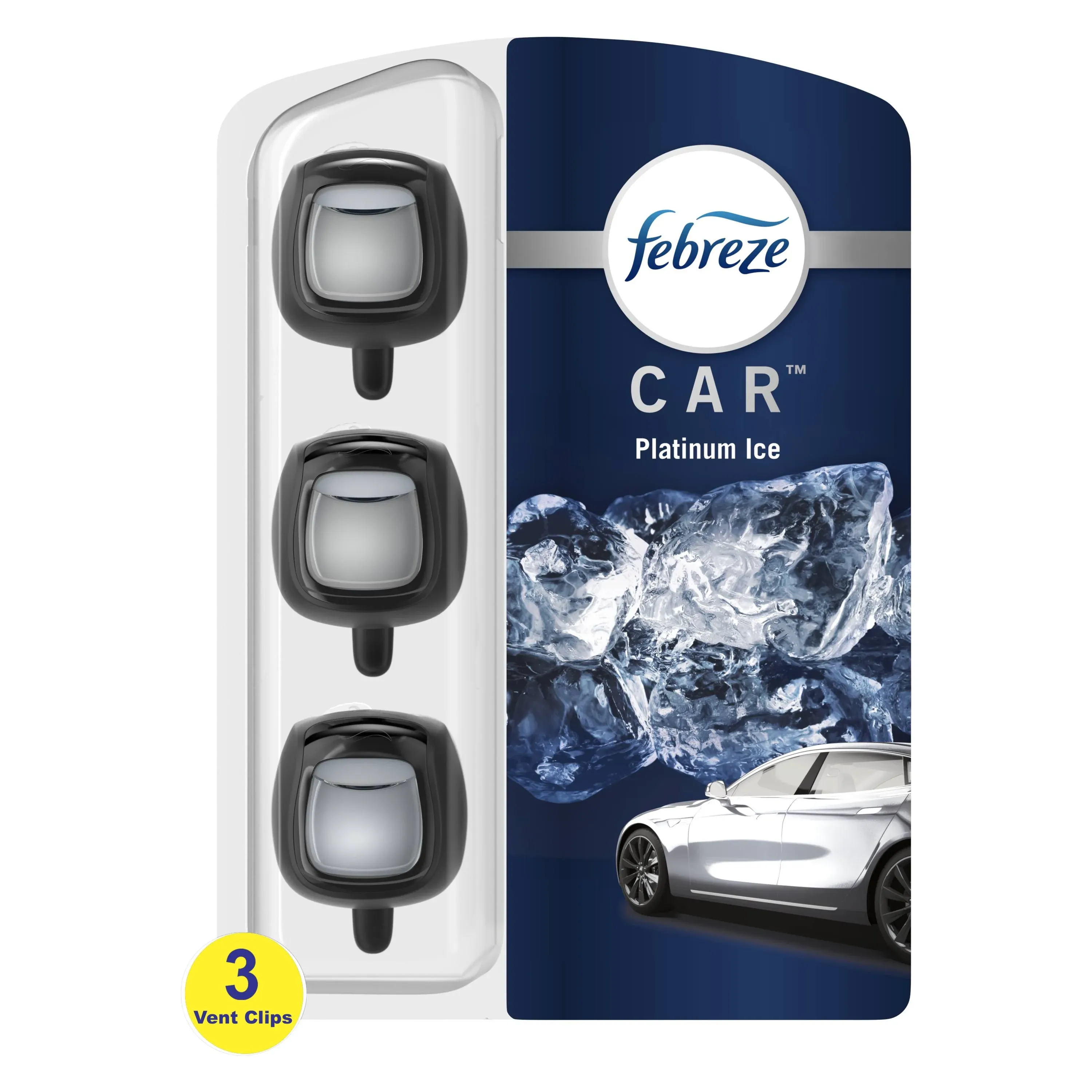 Lot of 2 Febreze Car Platinum Ice Car Vent Clips 0.07 Fl Oz (Pack of 2)