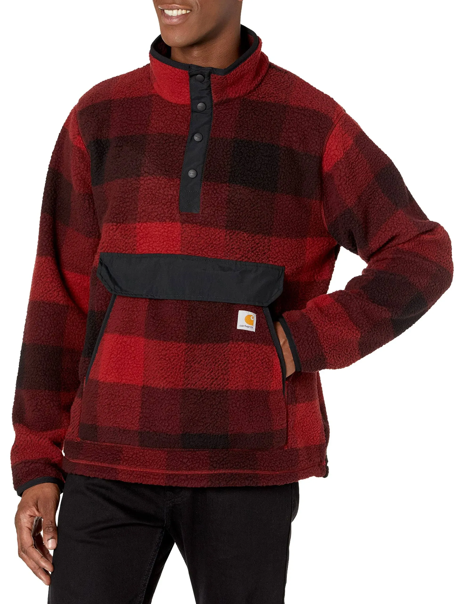 Carhartt Relaxed Fit Fleece Pullover Oxblood Plaid XL Tall