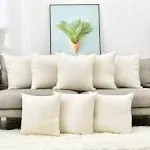 Pack 8 Linen Throw Pillow Covers Set Cushion Case About 18&#034;x18&#034;,Pack 8 Beige