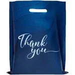 Rainbows & Lilies 100 Thank You Bags, 12x15 Plastic Bags with Handles, Shopping Bags for Small Business, Gifts, Goodie Bags - Thick Reusable Bags