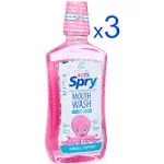 Spry Kid's Alcohol Free Xylitol Mouthwash, Natural Bubble Gum 16 fl oz (3 Pack)