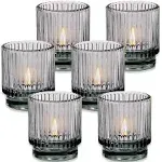 Kate Aspen Ribbed Glass Votive Candle Holder Set of 6