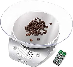 0.1G Food Kitchen Scale Bowl Digital Grams and Ounces 11Lb/5Kg Stainless Steel