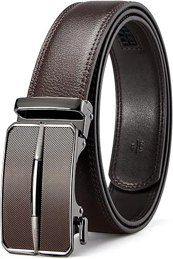 BOSTANTEN Mens Belt Leather Ratchet Belt For Men Dress and Casual with Adjustable Buckle, Trim to Fit