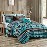 Southwestern Turquoise Aztec Quilt- 5 Piece Set