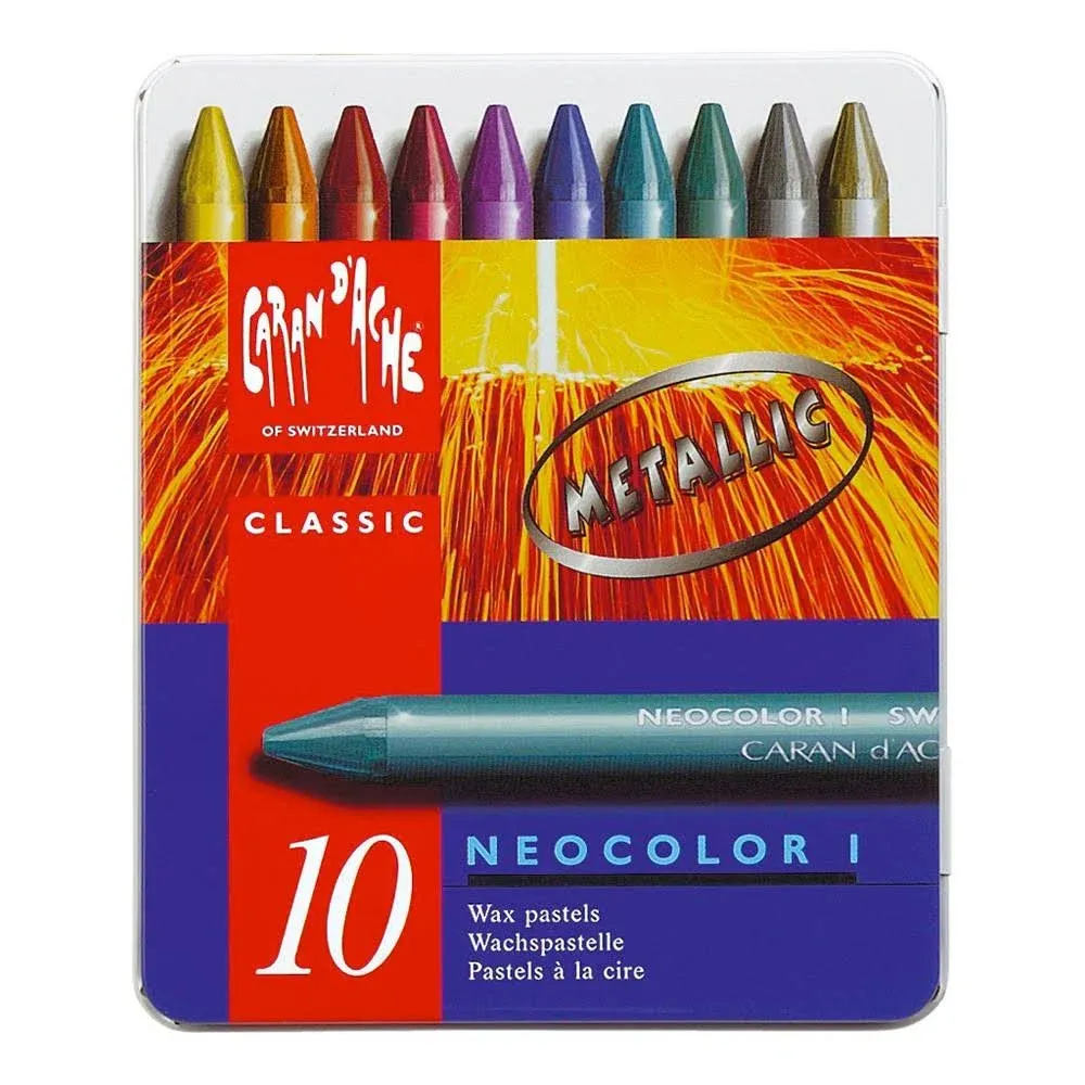 Caran d'Ache Neocolor I Metallic Wax Pastel Set of 10 Assorted