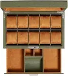 10-Slot Watch Box in Leather with Valet Drawer, Luxury Watch Case Display Org...