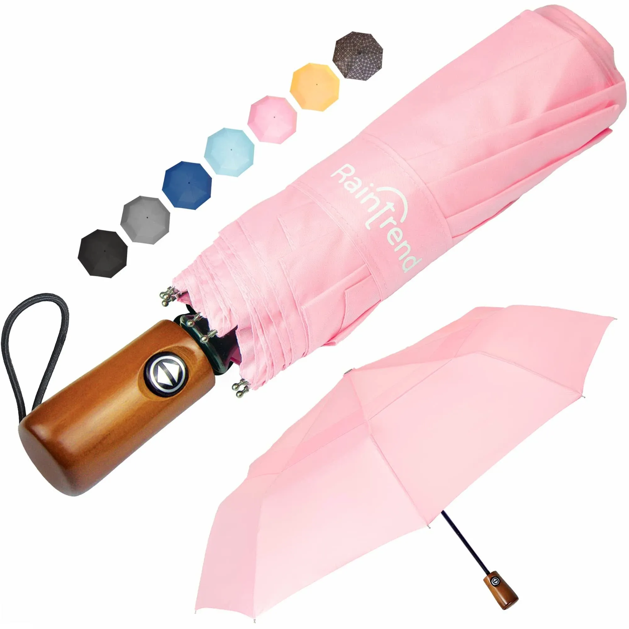 Premium Umbrella Windproof Travel Umbrellas for Rain - Compact Small Portable Folding Automatic Strong Wind Resistant Large Double Canopy, Womens Mens Umbrella for Backpack Car Purse