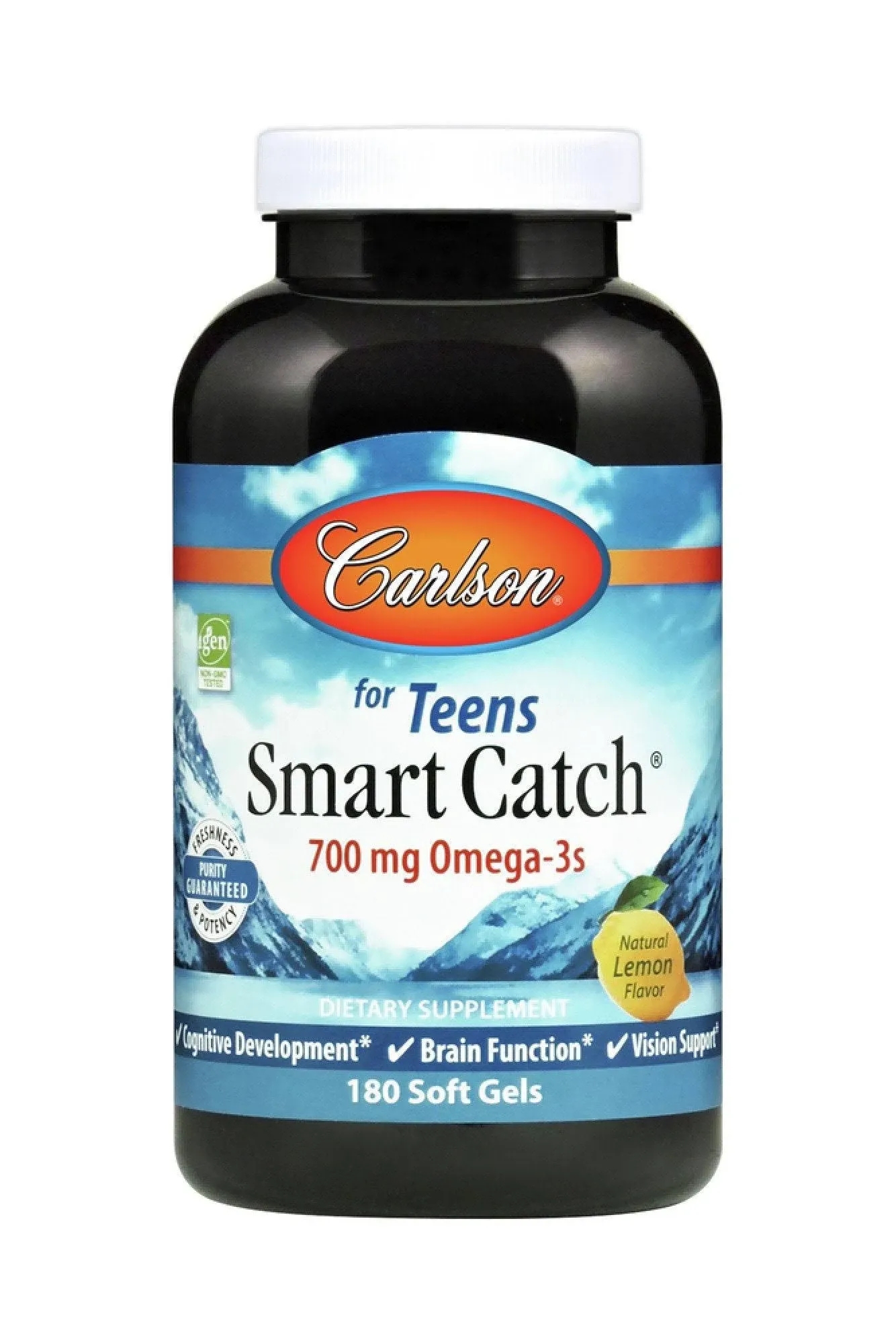 Carlson Smart Catch for Teens - Lemon Supplement Vitamin | 700 mg | 180 Soft Gels