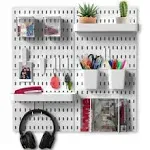 BeyondNovelties Pegboard Wall Organizer, Peg Board Set Containing Pegboard X4 and 16 Accessories, Peg Boards for Walls, Office Wall Organizer, Keys