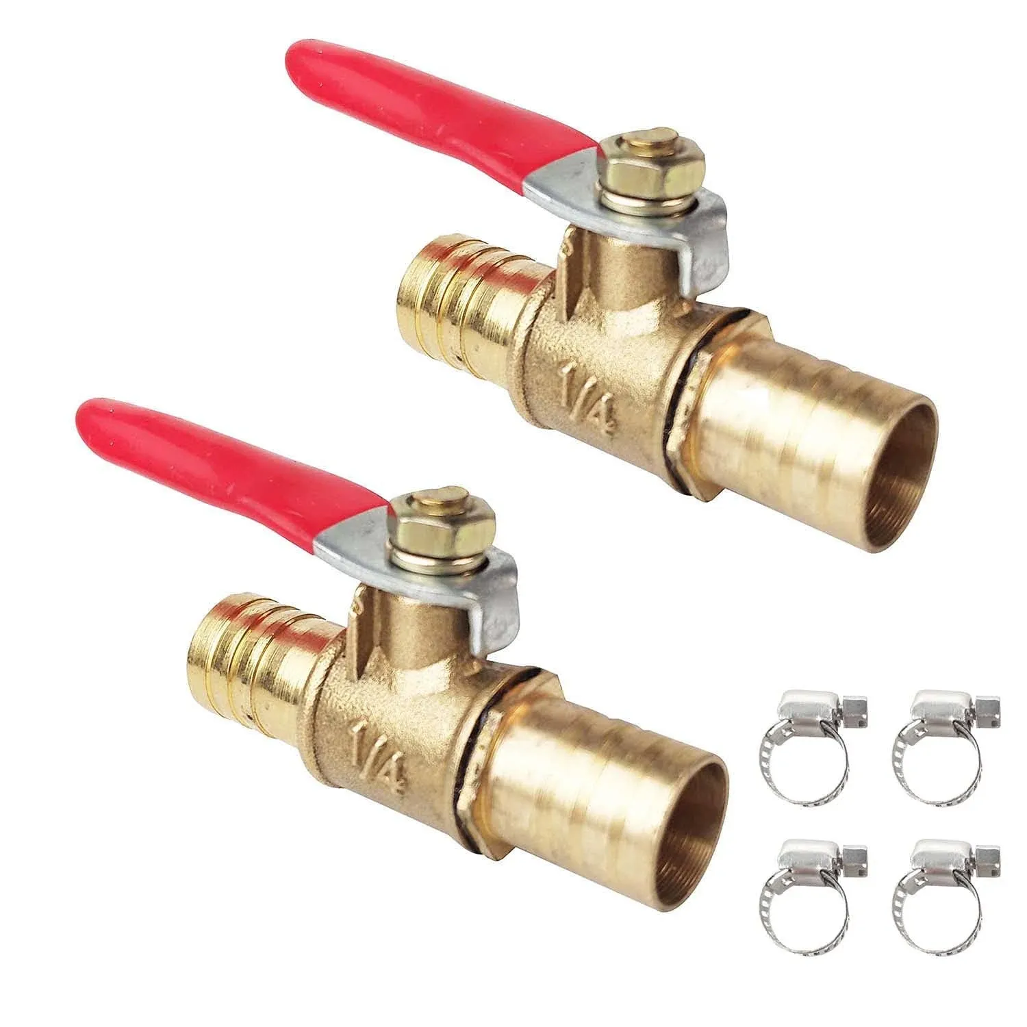 LOZOME 2 PCS 1/2&#034; Hose ID X 1/2 INCH Hose Barb Mini Ball Valve Brass Shut off Sw