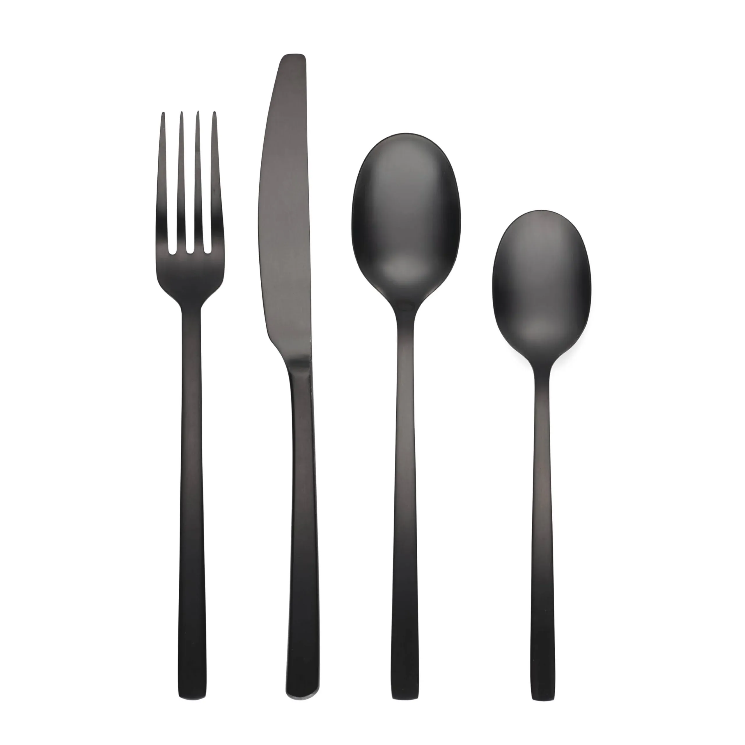 Cambridge Black Beacon Satin Piece Flatware Set, 16 Count