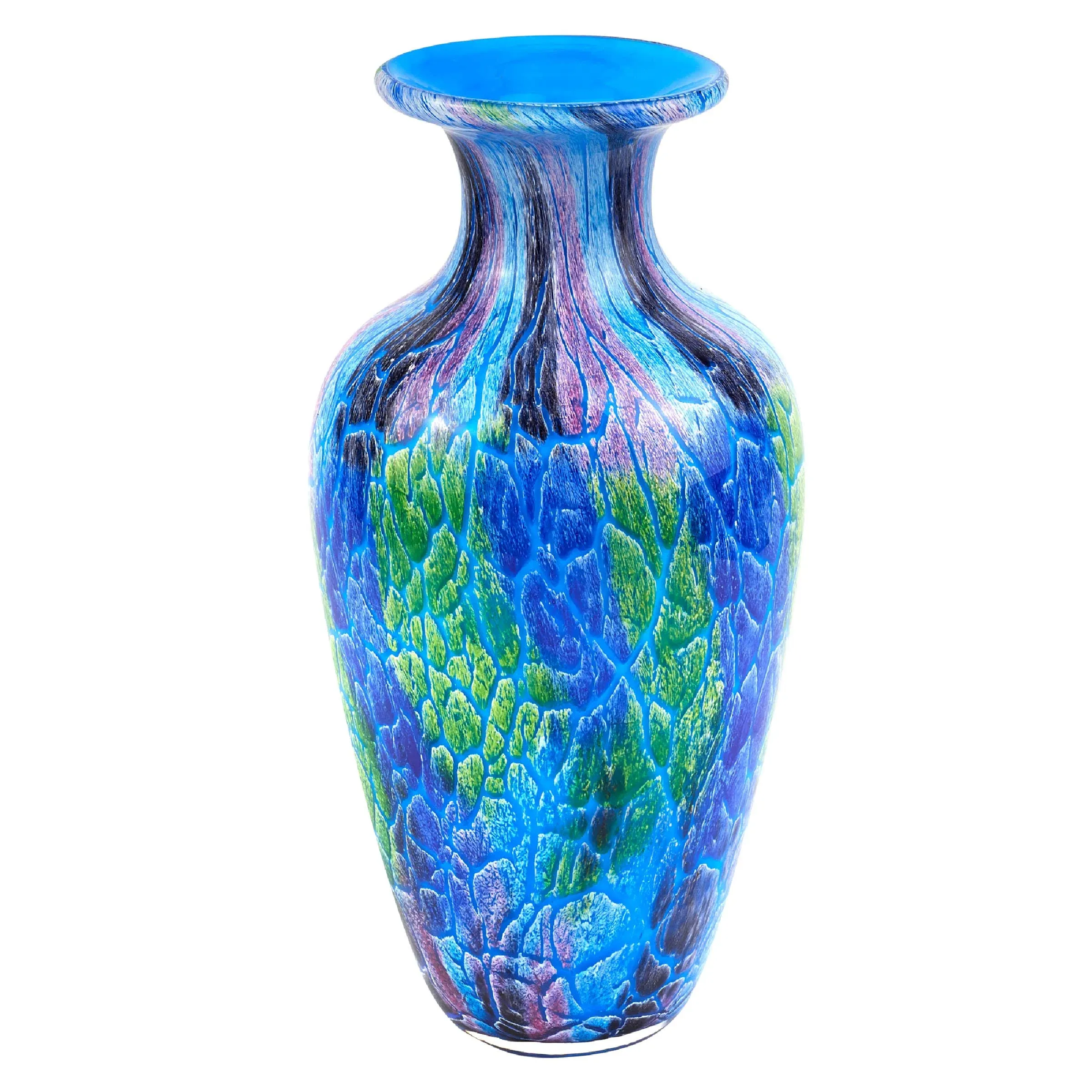 Badash Crystal Cool Murano Style Art Glass Firestorm Vase 10"H