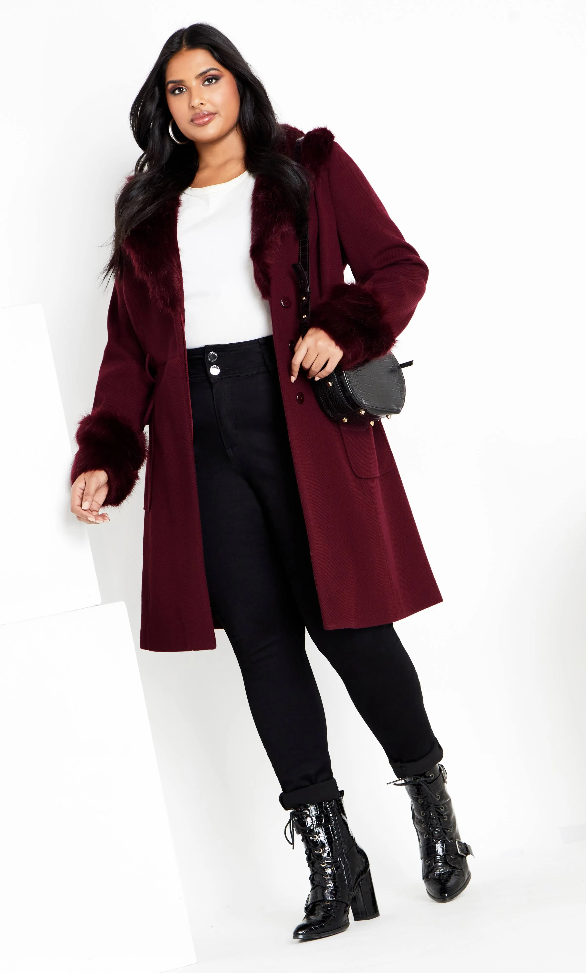 City Chic Women's Apparel Women's City Chic Plus Size Coat Make Me Blush