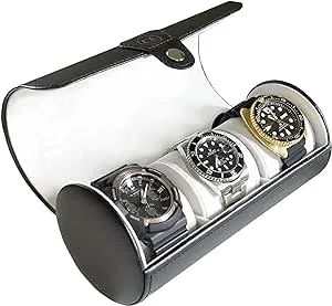 Case Elegance Classic Black Vegan Leather Travel Watch Case