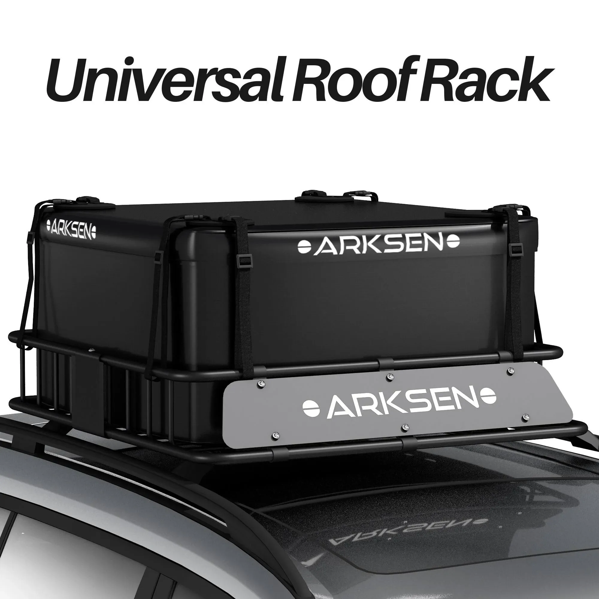 ARKSEN 43 x 39 x 6 Inch Universal 150LB Heavy Duty Roof Rack Cargo with 500D PVC Waterproof Cargo Bag, Car Top Luggage Holder Carrier Basket for SUV, Truck, & Car Steel Construction