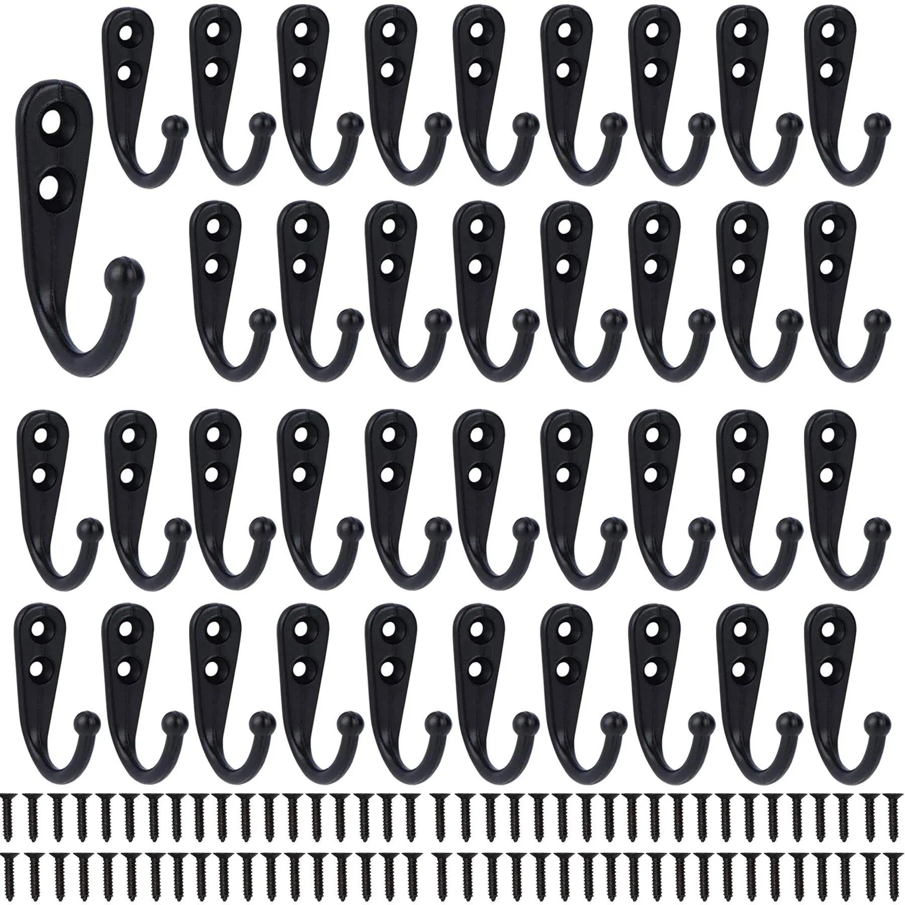 Coat Hooks 38 Pack Farmhouse Hooks with Metal Screws Included Black Decorative