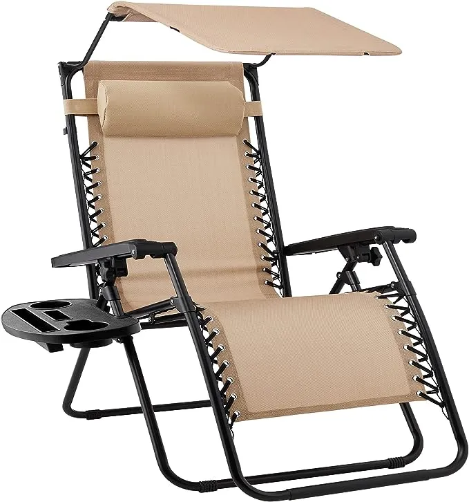 Best Choice Products Zero Gravity Canopy Sunshade Lounge Chair Cup Holder Patio