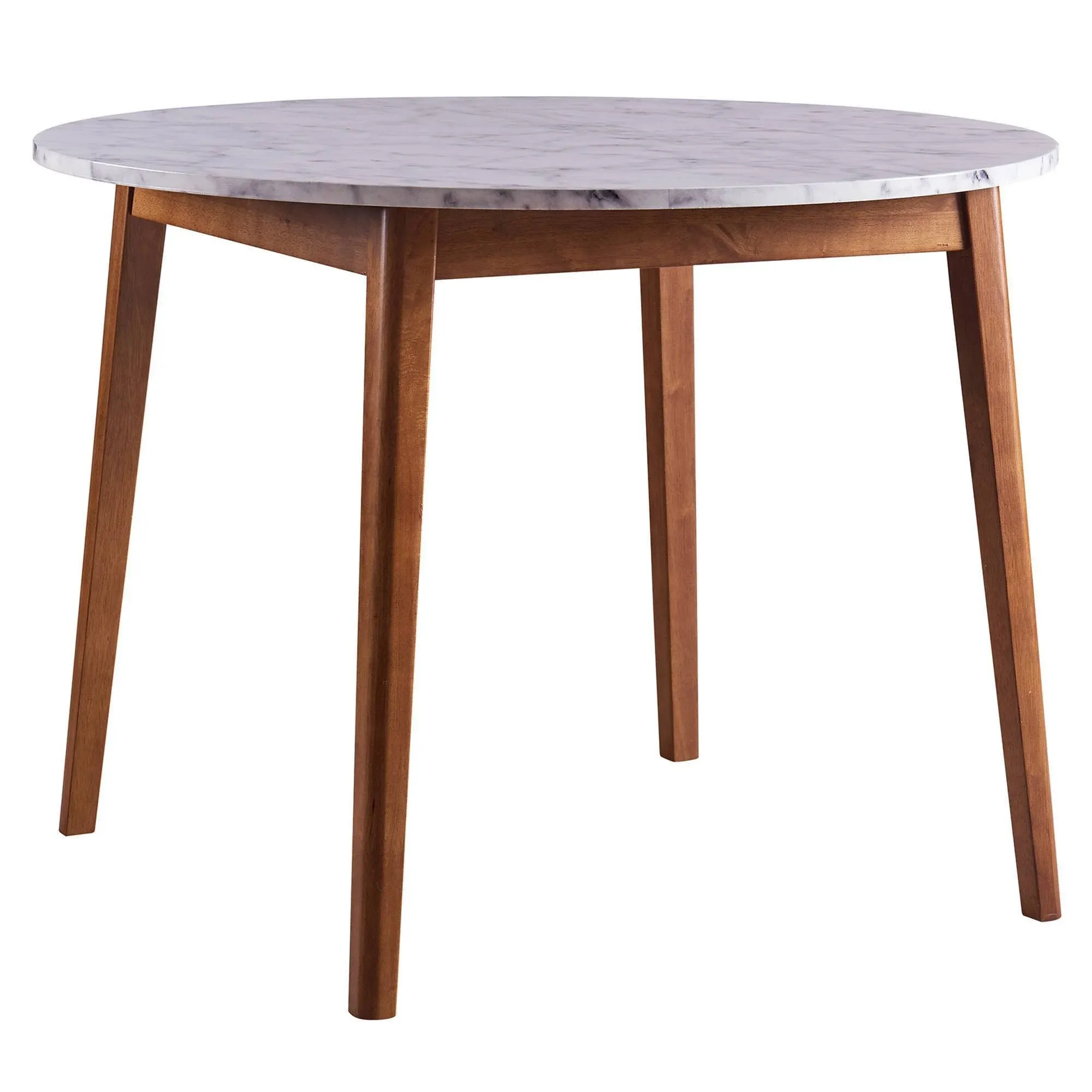 Round Marble-Look Dining Table, Marble/Walnut - Midcentury - Dining Tables - by TEAMSON US INC | Houzz