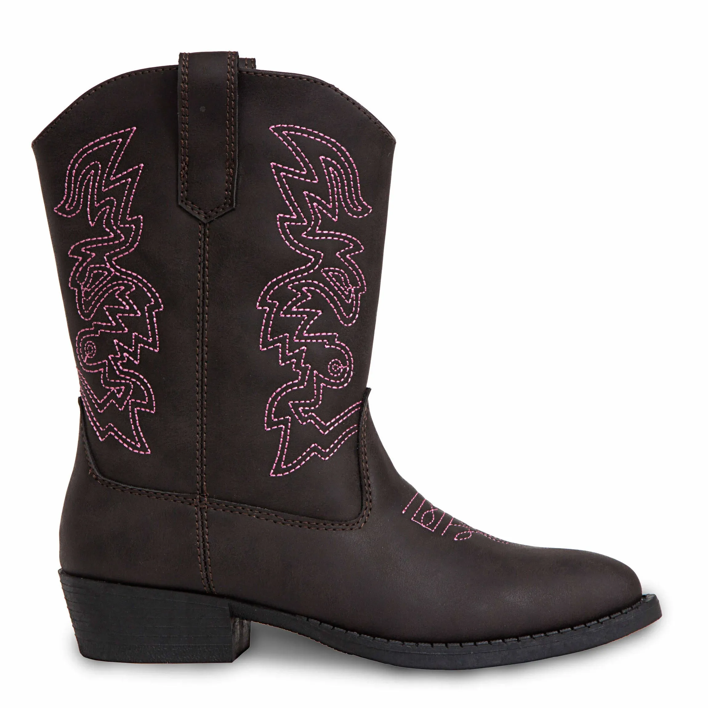 Deer Stags Kids' Ranch Western Boot Dark Brown/Pink 13