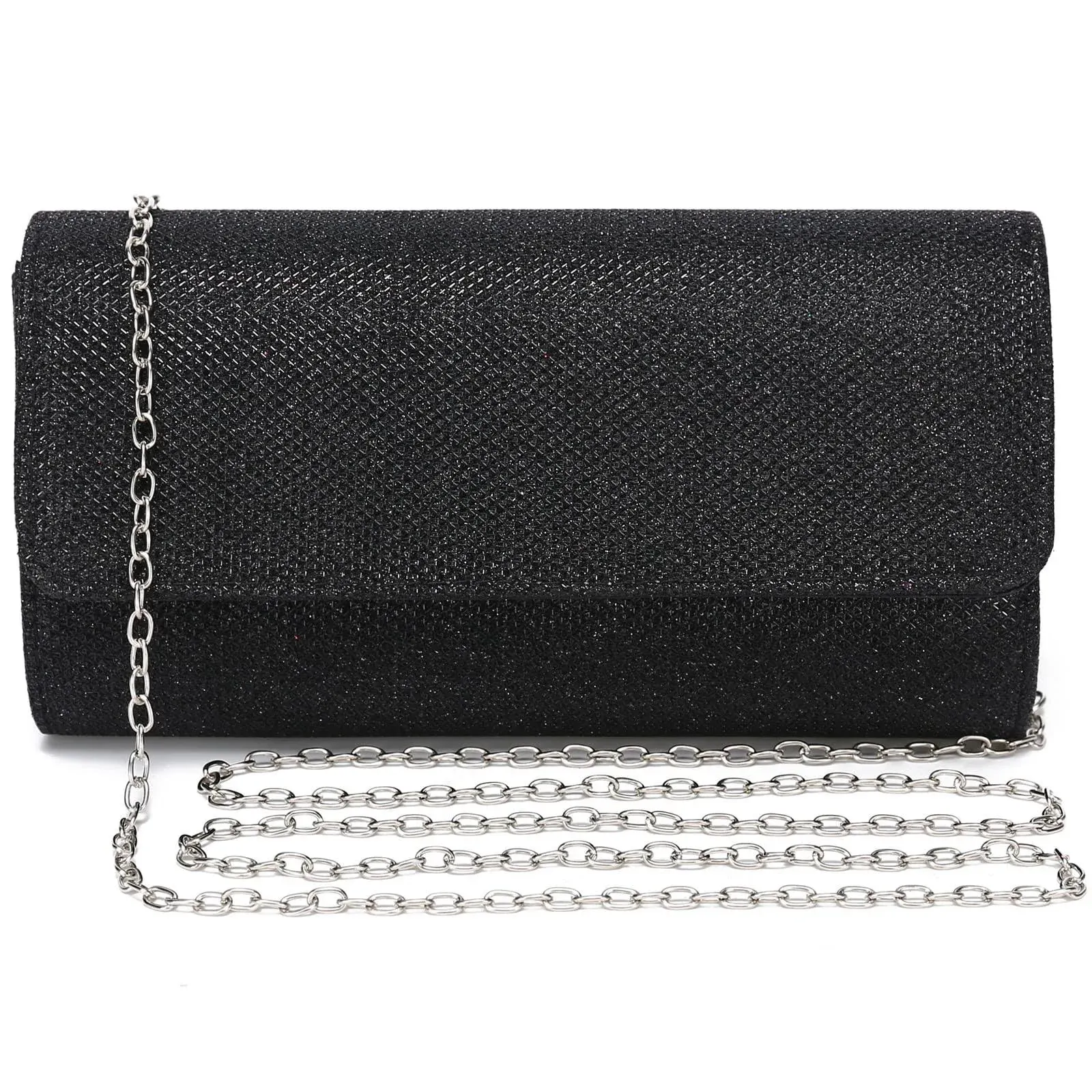 Women&#039;s Evening Bag Clutch Purse Glitter Party Wedding Handbag with Chain (Bl...