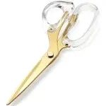 Clear Acrylic Handle Scissors 9 Inch Gold Cutting Tool for Home &amp; Office Use