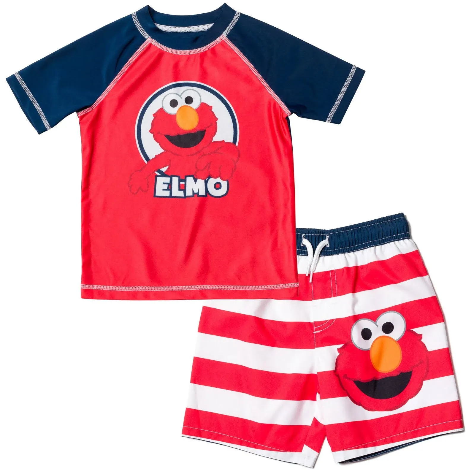 Sesame Street Elmo Baby Pullover Rash Guard and Swim Trunks Outfit Set Infant to Toddler