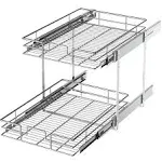 LOVMOR 2 Tier Individual Pull Out Cabinet Organizer 11" W x 21" D, Slide Out Kitchen Cabinet Storage Sliding Shelves