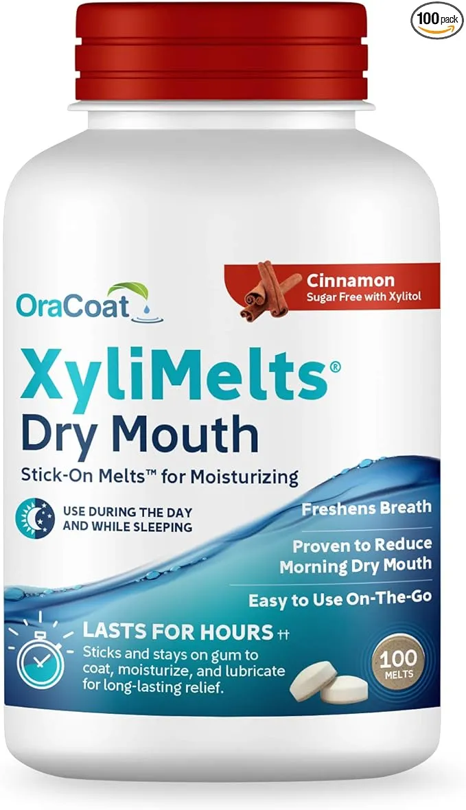 Oracoat XyliMelts Dry Mouth Relief Oral Adhering Discs Xylitol for Dry Mouth Stimulates Saliva