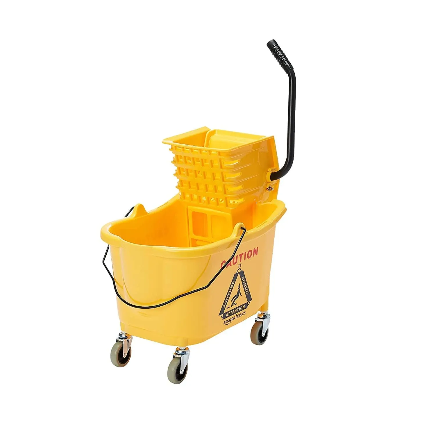 Rectangular Mop Bucket and Down Press Wringer Combo, 35-Quart, Yellow