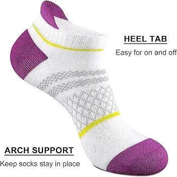 eallco Womens Ankle Socks Athletic Running Short Socks With Cushioned Sole 6 Pairs