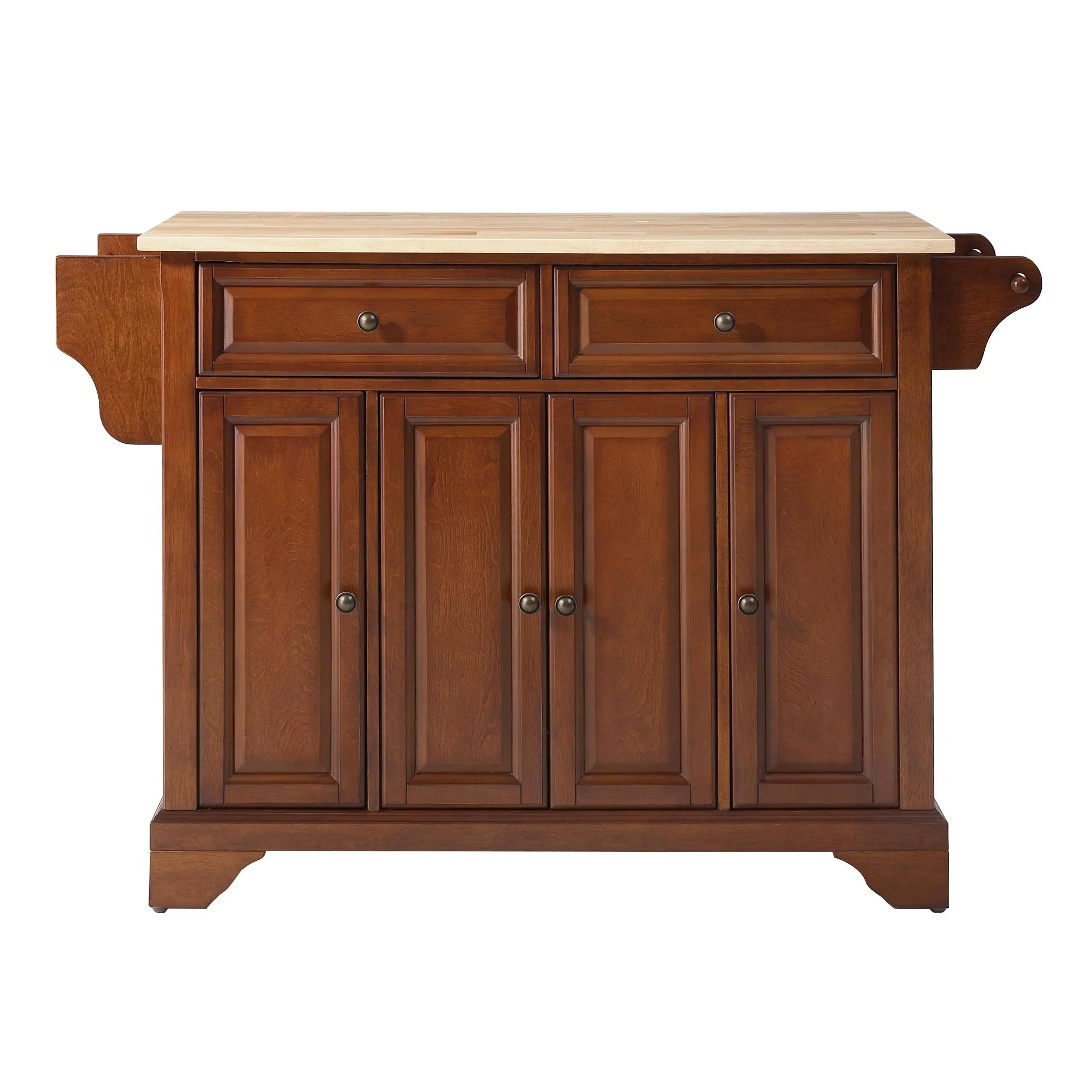 Crosley Furniture Lafayette Natural Wood Top Kitchen Island In Classic Cherry Finish