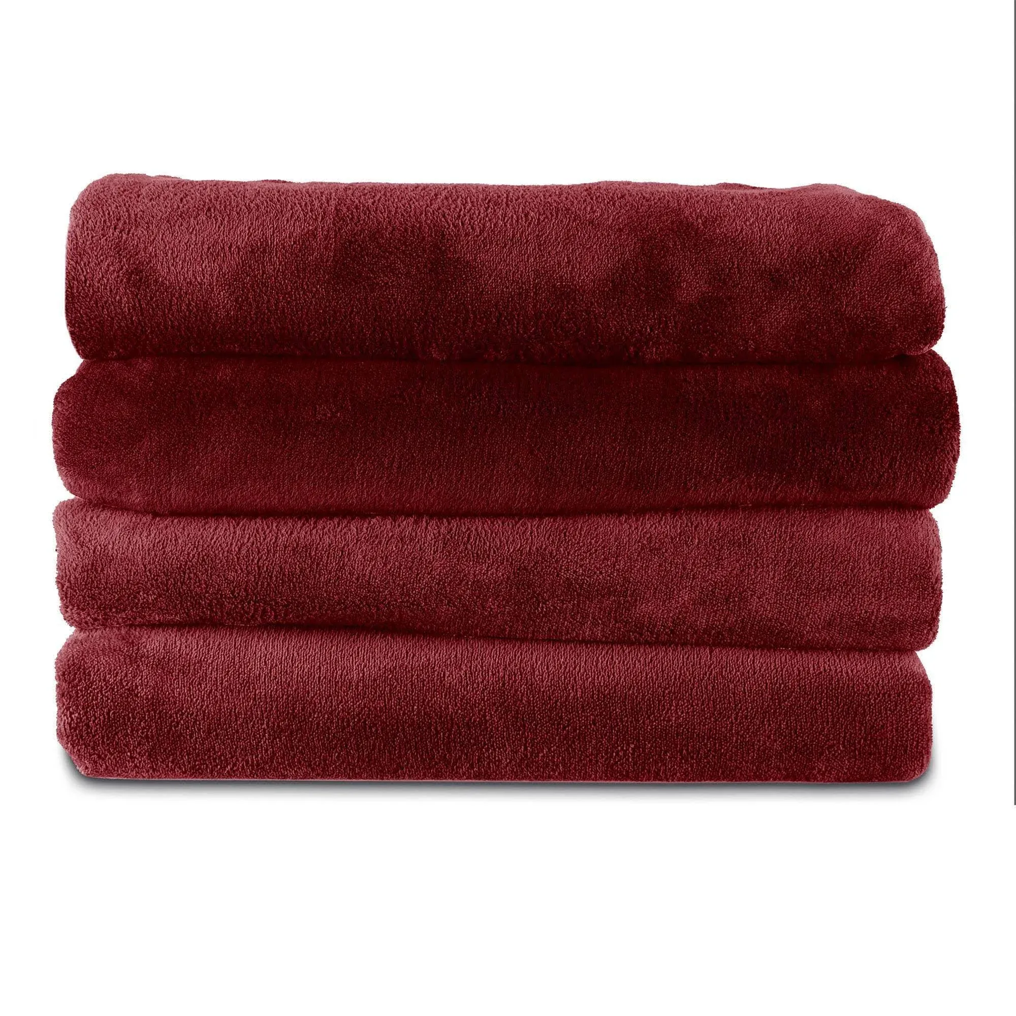 Sunbeam Microplush Electric Heated Warming Throw Blanket Garnet Washable Auto Shut Off 3 Heat Settings