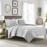 Laura Ashley Quilts + Coverlet 2-Piece Reversible Soft Modern Lightweight Gray