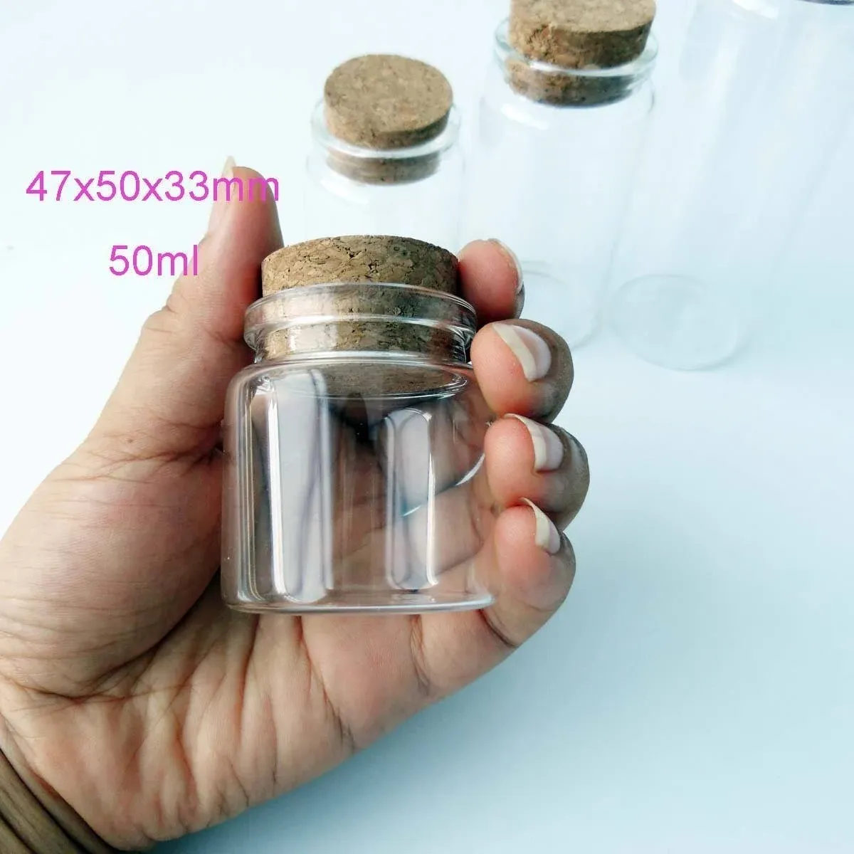 5pcs of 50 ml Small Glass vials with Cork Tops Tiny Bottles Little Empty Jars 47 * 50mm