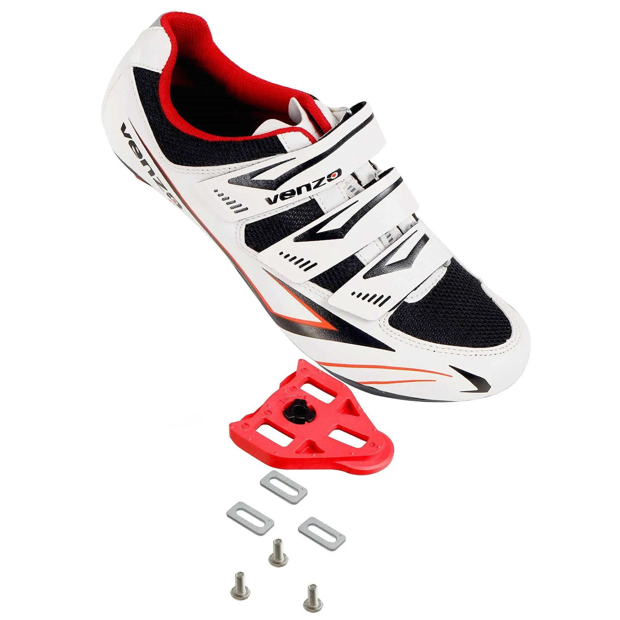 Venzo Bicycle Men's Road Cycling Riding Shoes - 3 Straps - Compatible with Look Delta & for Shimano SPD-SL - Perfect for Road Racing Bikes