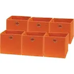 Simple Houseware Cube Baskets with Handles, 6 Pack, Orange