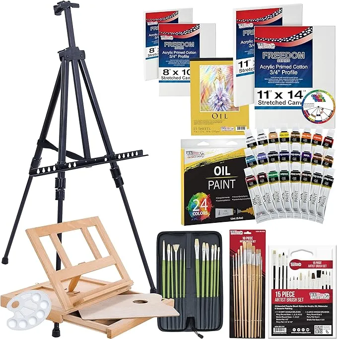 U.S. Art Supply 70-Piece Deluxe Oil Painting Set