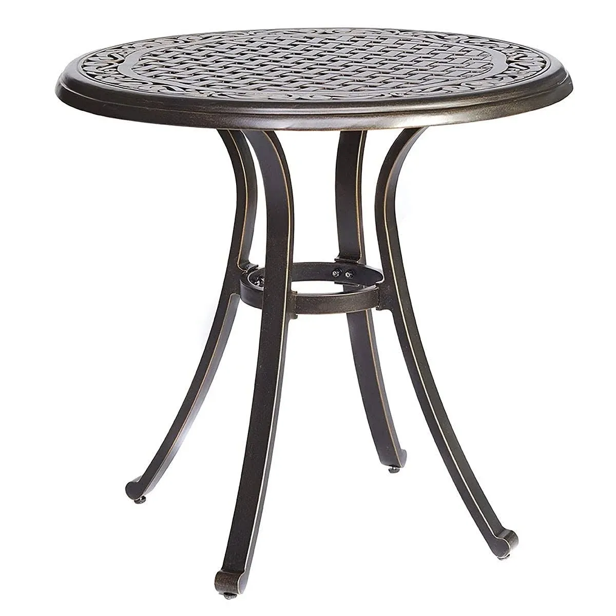 Dali Bistro Table, Square Cast Aluminum Round Outdoor Patio Dining Table 28" Dia ...