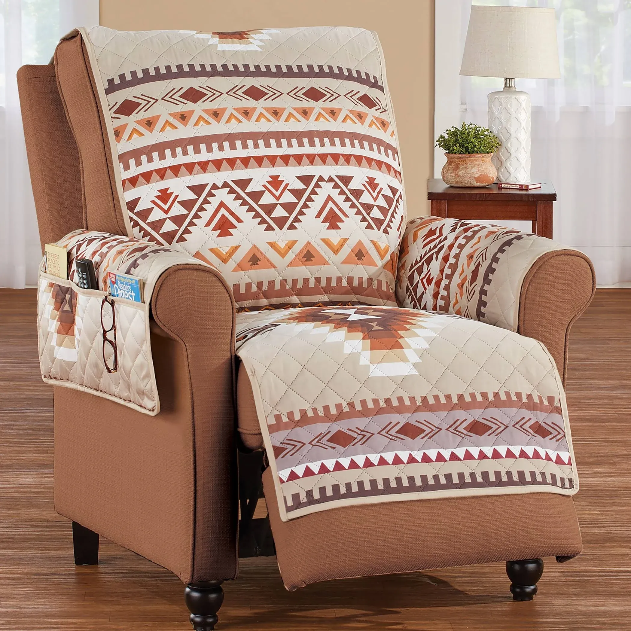 Collections Etc Quilted Neutral Southwest Aztec Furniture Cover