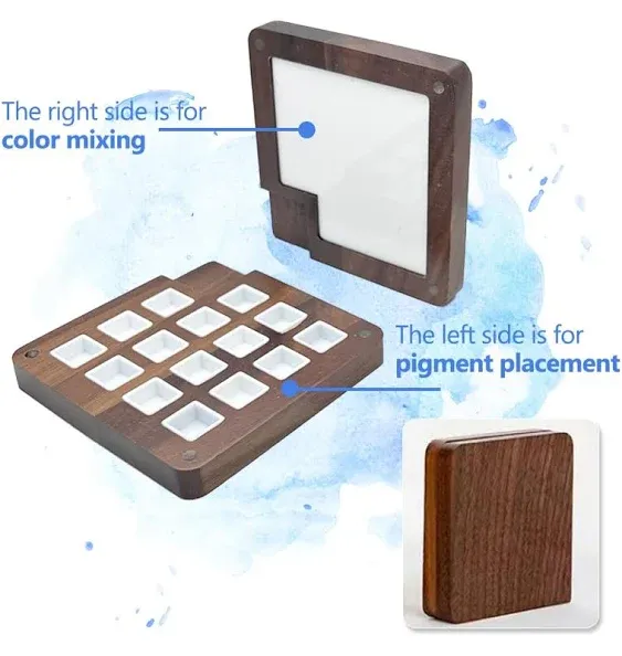 BEMAXYE Portable Sketchbook Watercolor Palette - Walnut Wood Painter Color Box ...