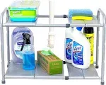 Under Sink 2 Tier Expandable Shelf Organizer Rack, Silver