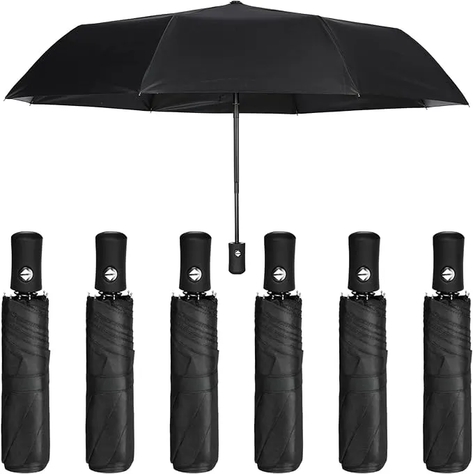 Jexine 6 Pcs Travel Umbrella Automatic Open Close Compact Umbrella Windproof ...