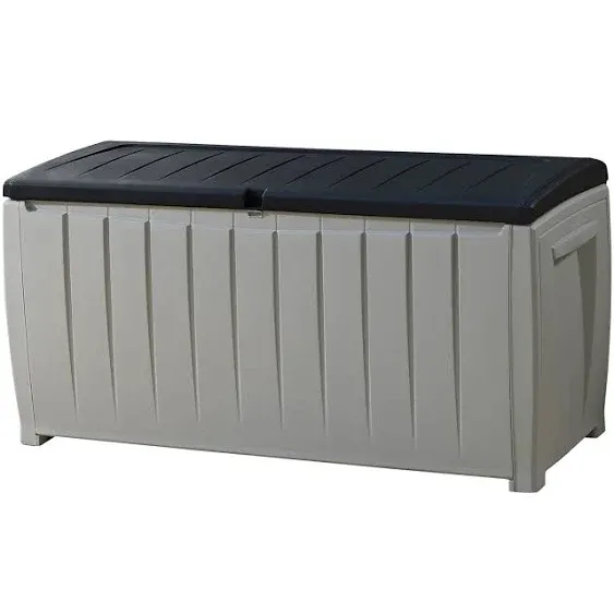 Keter Novel Outdoor All-Weather 90 Gallon Plastic and Resin Deck Box, Black