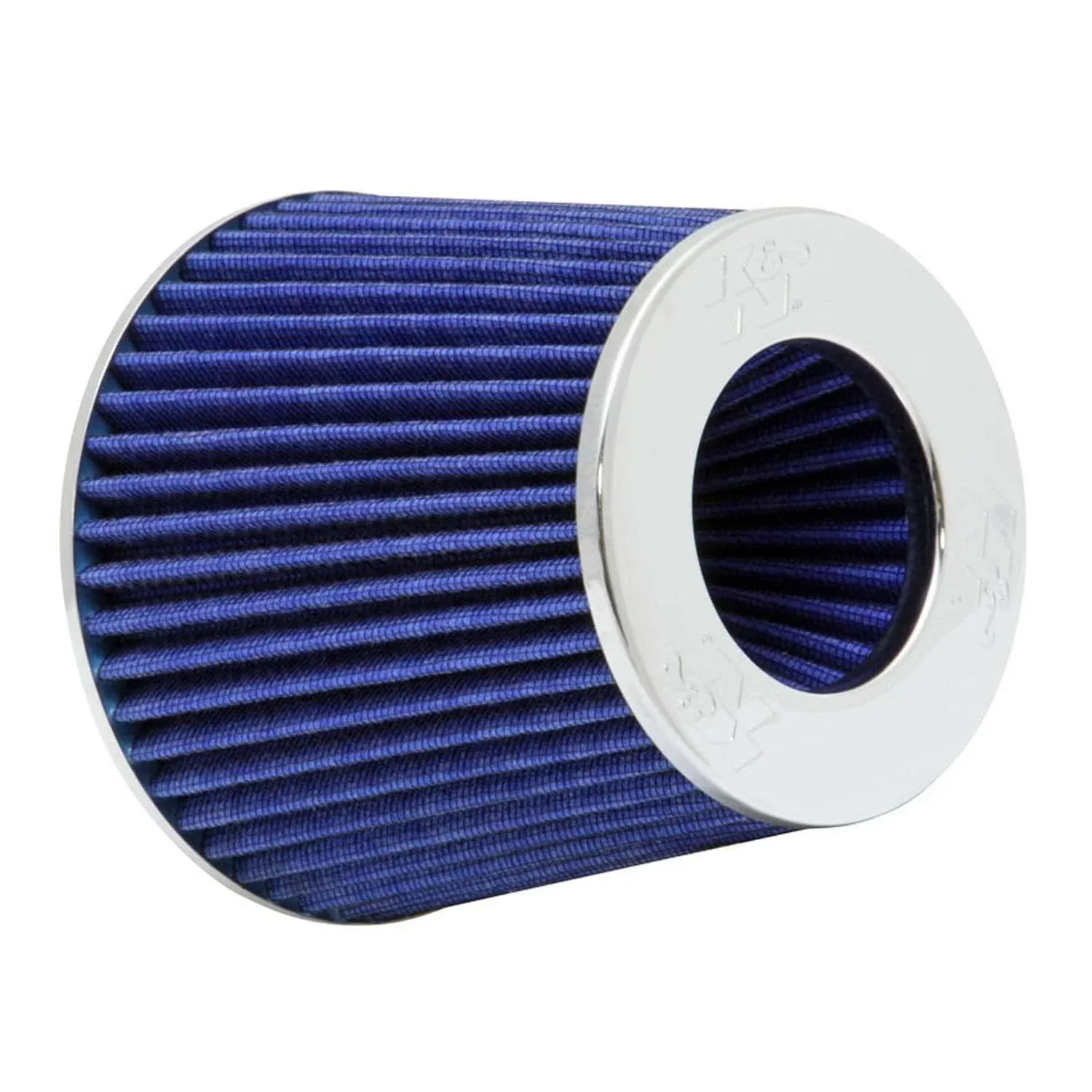 K&N Universal Air Filter Chrome Round Tapered Blue - 4in Flange ID x 1