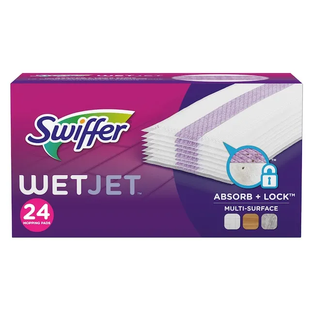 Swiffer WetJet Hardwood Floor Cleaner Spray Mop Pad Refill, Multi Surface, 24 Count